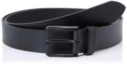Men's Classic Flat Leather Belt, Black (Black/Black), 45,3 inches Men's Classic Flat Leather Belt, Black (Black/Black), 45,3 inches