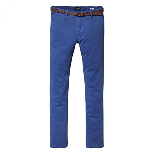 Men's Classic Garment Dyed Chino Pant in Stretch Cotton Quality Trousers, Blau (Royal 0214), 32 W/32