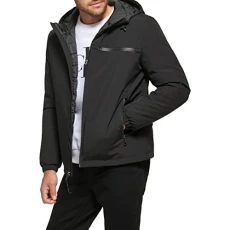 Men's Classic Hooded Stretch Jacket, Black, L Men's Classic Hooded Stretch Jacket, Black, L