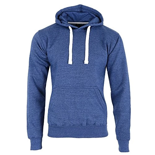 Mens Classic Hooded Sweatshirt Jumper Plain Pullover Hoodie Adult Top (XL, Denim Blue)