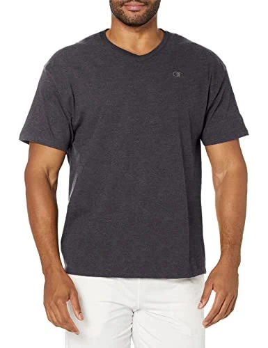 Men's Classic Jersey V-Neck T-Shirt, Granite Heather, Medium