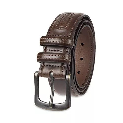 Men's Classic Logo Double Belt Loop-Casual Dress Single Prong Buckle for Jeans Khakis, Brown, Medium (34-36)