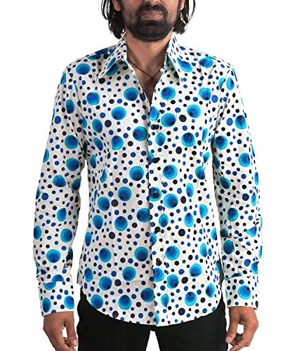 Men's Classic Long Sleeve Casual Shirt Multicolour Multicoloured - Multicolour - XXL White Blue