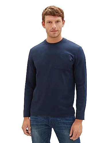 Men's Classic Long-Sleeved Shirt with Chest Pocket, 10668-sky Captain Blue, 4XL