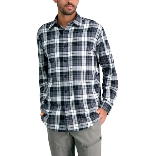 Men's Classic Plaid Flannel Shirt, Charcoal, S