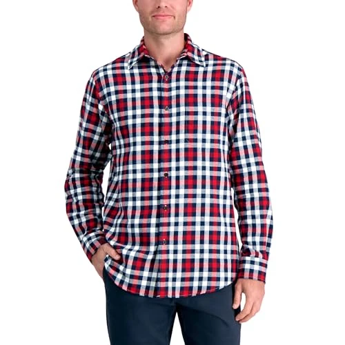 Men's Classic Plaid Flannel Shirt, Red, Large