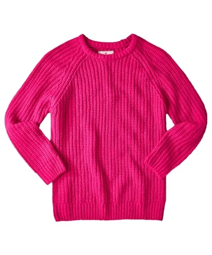 Men's Classic Ribbed Fisherman Knit Crew Neck Jumper Pullover Sweater, Pink, L