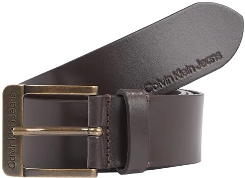 Men's Classic Square Buckle Leather Belt, Brown (Bitter Brown), 35,4 inches