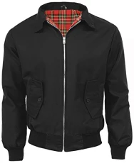 Mens Classic Vintage Scooter Harrington Bomber Jacket | Tartan Lined | Biker (XL, Black)