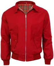 Mens Classic Vintage Scooter Harrington Bomber Jacket | Tartan Lined | Biker (XXL, Red)