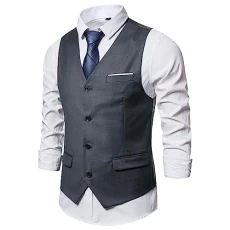 Mens Classic Wool Tweed Suit Vest Casual Sleeveless Jacket Comfort v Neck Suit for Men Big and Tall Fashionable Date Mens Waistcoats (R1-Grey, XXL)