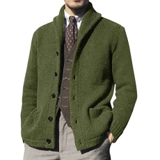 Mens Classic Zip and Button Up Gentleman Cardigan Long Sleeve Pattern Knitwear Loose Fit Pattern Cable Knit Cardigan Mens Sport Birthday Men's Sweatshirts (R1-Green, XL)