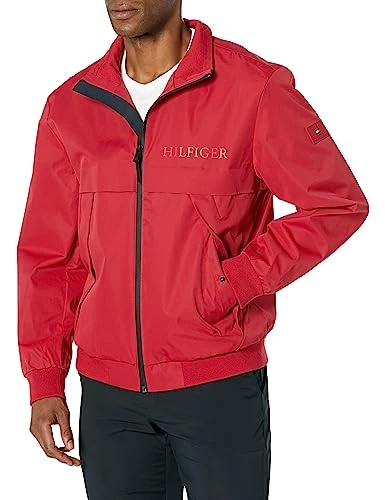 Men's Clean Logo Bomber, Red, M