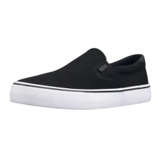 Men's Clipper Classic Slip-on Canvas Sneaker, Black/White/Black, 10.5 UK