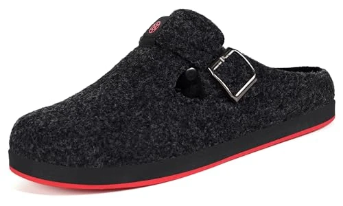 Men's Clog Women's Winter Slippers Warm Mule Felt House Shoes,Black A,UK9=CN43