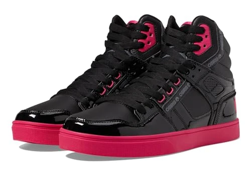 Mens Clone Skate Inspired Sneakers Shoes, Black/Magenta/Black, 5 UK