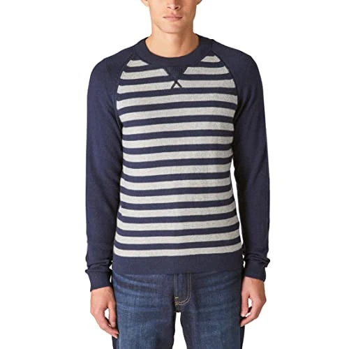 Men's Cloud Soft Stripe Raglan Sweater, Straw Heather Combo, S