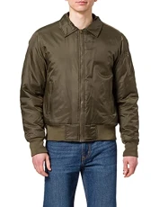 Men's Collar Bomber Jacket, Dark Olive, M Men's Collar Bomber Jacket, Dark Olive, M
