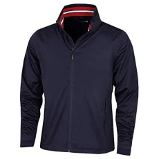 Mens Collar Detail Waterproof Jacket - Navy/Red - XXL