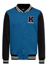 Men's College Jacket | Sweat Jacket | Baseball Jacket | Regular Fit | 50S | Rockabilly | Vintage | Rock 'n' Roll | Retro Style | Basic K, blue, XXL