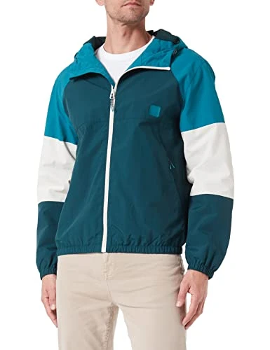 Men's Color Block Parka Jacket, Blue/Duck, XL