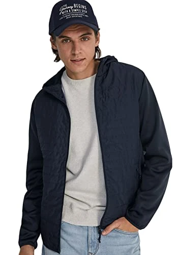 Men's Combined Padded Bomber Jacket, dark blue, L