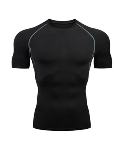 Men's Compression Shirts Athletic Gym Tops Quick-Dry Moisture Wicking Anti-Odor Breathable Tees Crew