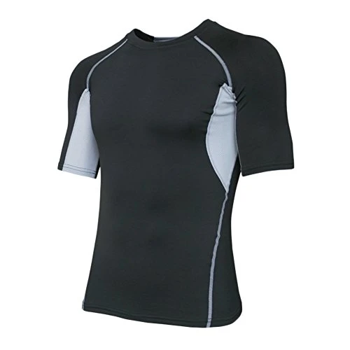 Men's Compression Short-Sleeve Top Baselayer T-Shirt Cool Quick Dry Underwear Top Sport Black Grey 2