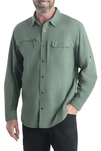 Men's Convertible Moisture Wicking Long Sleeve Fishing Shirt, Blue Spruce, XL