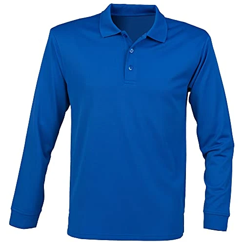 Mens Coolplus Moisture Wicking Long Sleeve Polo Shirt (L) (Royal)