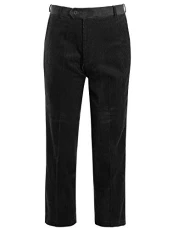 Mens Cord Corduroy Casual Cotton Classic Formal Smart Pants Trousers Big Size BLACK [42W/29L]
