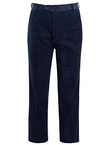 Mens Cord Corduroy Casual Cotton Classic Formal Smart Pants Trousers Big Size Navy [42W/29L]