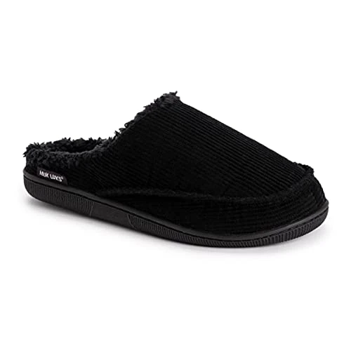 Men's Corduroy Clogs Slipper, Black, 11/12 UK