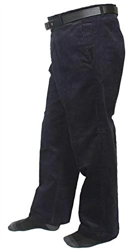 Mens Corduroy Cord Trousers Cotton Formal Office Smart Casual Big Plus Size Pocket Dress Pants Navy