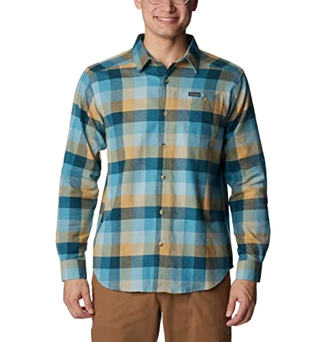 Men's Cornell Woods Flannel Long Sleeve Shirt Button, Stone Blue Buffalo Check, XXL