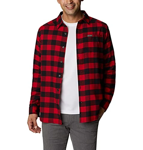 Men's Cornell Woods Long Sleeve Flannel Shirt Button, Mountain Red Buffalo Check, XL