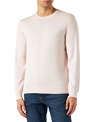 Men's Cotton Cashmere Crew Pullover Sweater, Light Pink, L