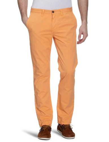 Men's Cotton Chino Trousers - Orange - Orange (canteloupe 631) - 29W/32L