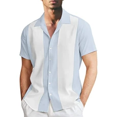 Men's Cotton Linen Traditional Short Sleeve Shirts Classic Fit plaid Mens Polo Shirts Short Sleeve Button Down henry shirts for men Quick Dry party fashionable Father's Day Tshirts top Men's Polos