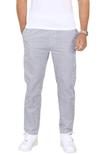 Mens Cotton Liner Design Stripes Printed Side Pocket Ankle Length Stylish Pants Grey Stripes Trouser