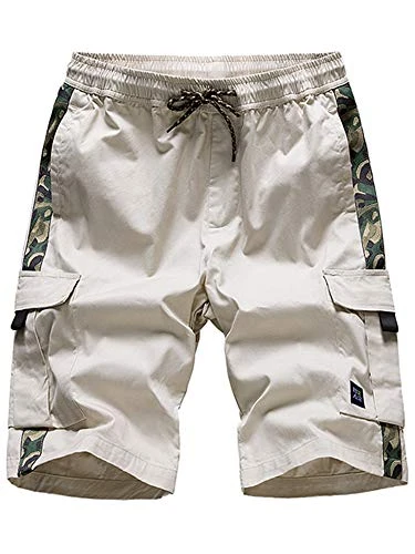 Men's Cotton Shorts Trousers Camouflage Printed Combat Multi Pockets Cargo Jogging Shorts Pants Elas