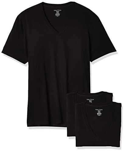 Men's Cotton V-Neck 3-Pack T-Shirt Underwear, Black New-3 Pack, XL