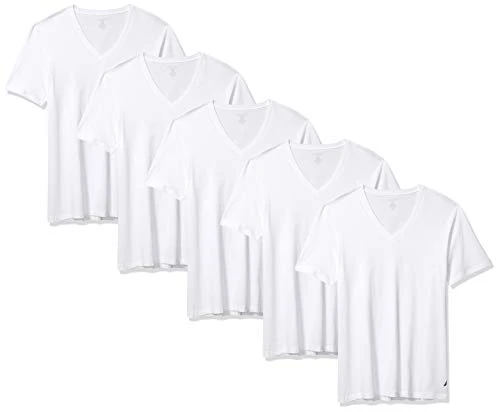 Men's Cotton V-Neck T-Shirt-Multipack, White-5 Pack, XL (Pack of 5)