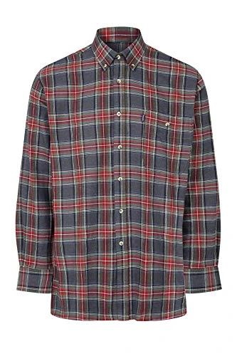 Mens Country Cranbrook Long Sleeve Cotton Shirt Button Down Collar Red/Grey Check 3XL