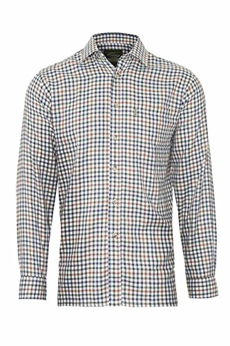 Mens Country York Casual Long Sleeve Shirt Olive-Tan L