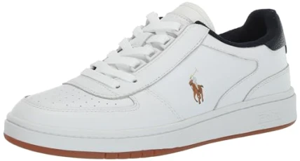 Men's Court Leather Low-top Sneaker, White/Navy, 6 UK Men's Court Leather Low-top Sneaker, White/Navy, 6 UK