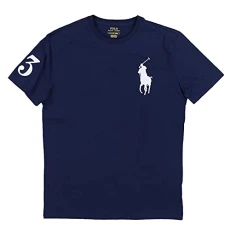 Mens Crew Neck Big Pony T-Shirt, Navy, Medium