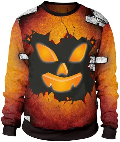 Men's Crew Neck Christmas Digital Print Sweatshirt Unisex Halloween Crew Neck Pullover St. Patrick's