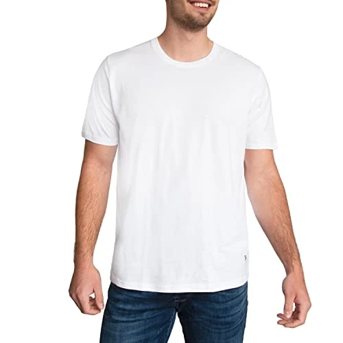 Men's Crew Neck Cotton T-Shirt 4 Pack, White, Large