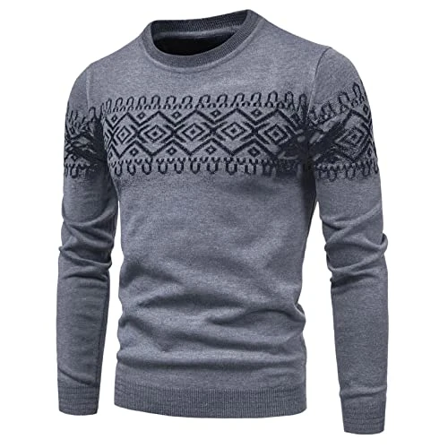 Men's Crew Neck Jumper Knitted Neck Jumper Round Top Intarsia Jumper for Men Jumper for Men Jumper C